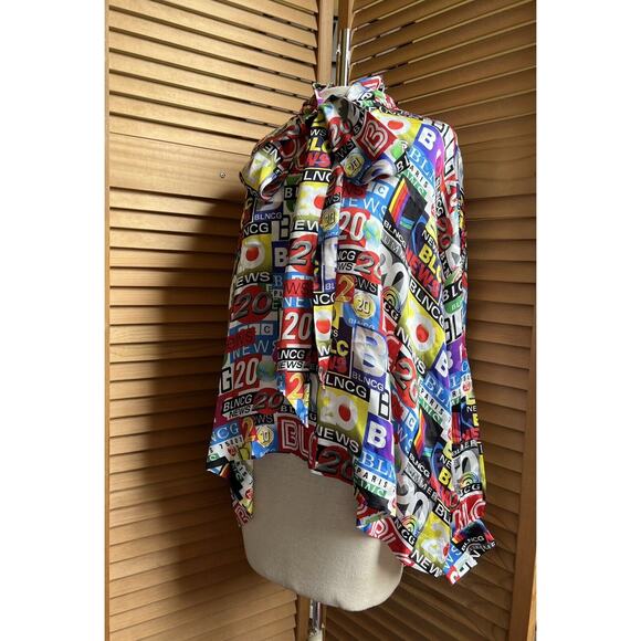 Balenciaga Women's News 2020 Silk Jacquard 2020 Blouse Shirt size 34 NWT - Picture 2 of 5